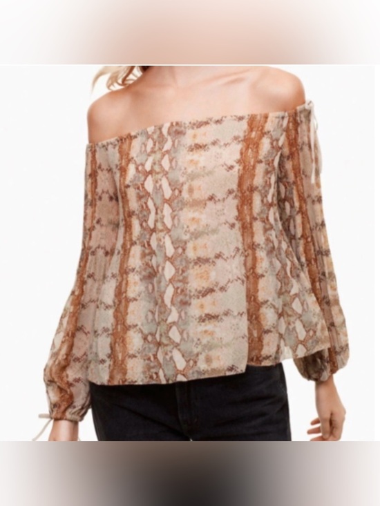 Aritzia Tops - Aritzia Talence Off the Shoulder Chiffon Pleated Blouse